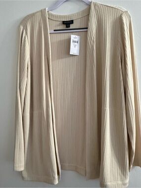 J. Jill Light Beige Ribbed Open-Front Cardigan